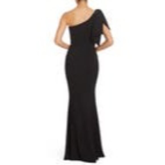 NWT Dress The Population M Black Maxi One Shoulder Gown - Picture 3 of 16